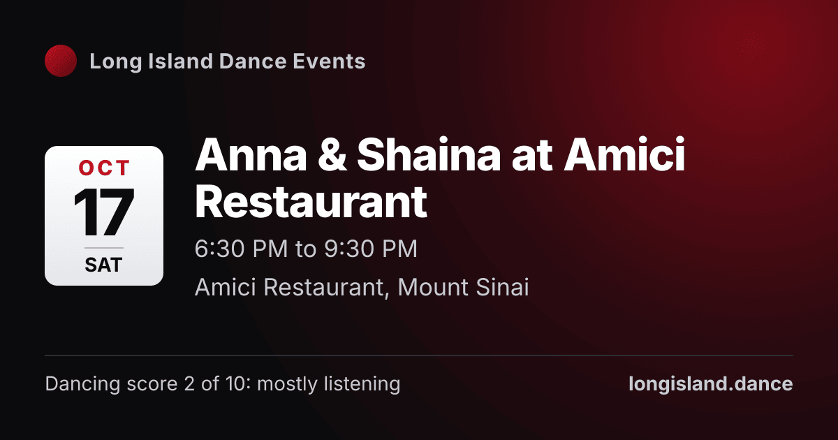 Anna & Shaina at Amici Restaurant. Saturday, October 17, 2026, 6:30 PM to 9:30 PM. Amici Restaurant, Mount Sinai.