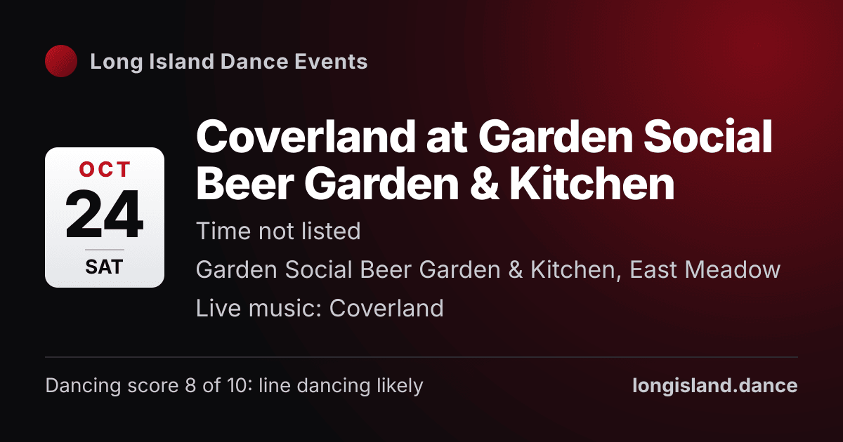 Coverland at Garden Social Beer Garden & Kitchen. Saturday, October 24, 2026. Garden Social Beer Garden & Kitchen, East Meadow.