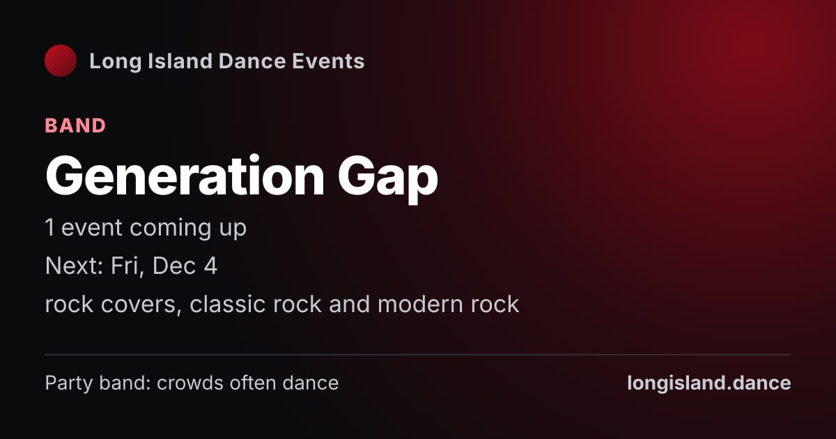 Generation Gap: Band. 1 events coming up.