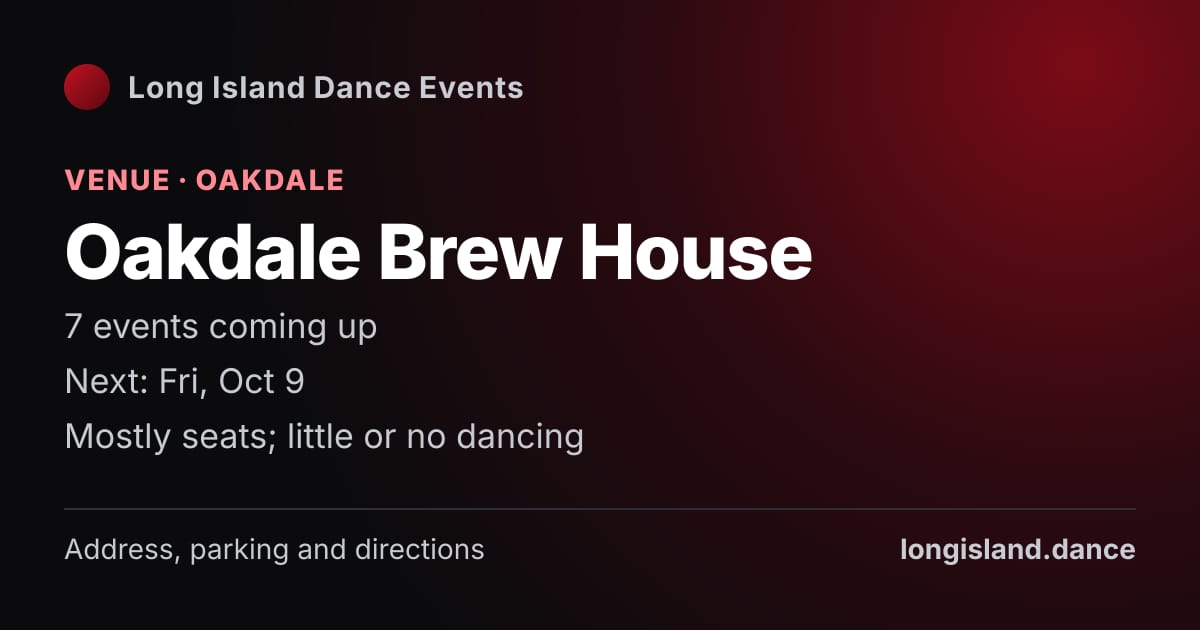 Oakdale Brew House: Venue · Oakdale. 7 events coming up.